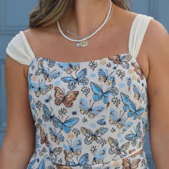 VICI Roam Free Butterfly Corset Crop Top - Picture 2 of 16